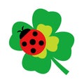 Four leafed clover, ladybug, illustration